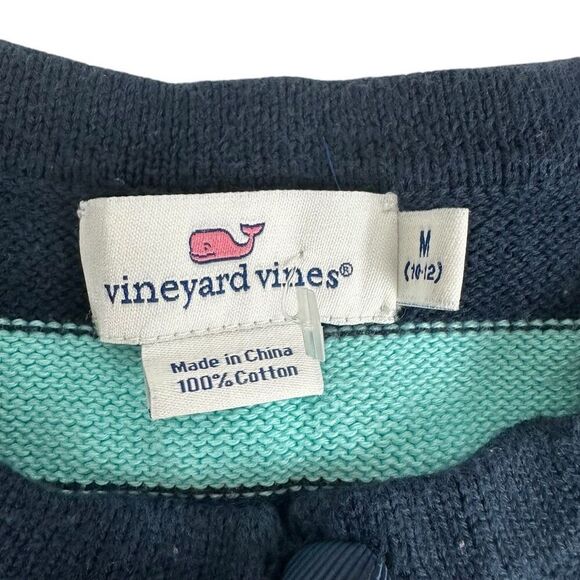 Vineyard Vines Girls Crop Cardigan Size Medium Navy Striped - Picture 3 of 7